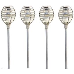 Garden Mile 4 Pack Rattan Effect Solar LED Stake Light - Size: 70 x 15 x 15cm - Brown - Wilko - thumbnail 1