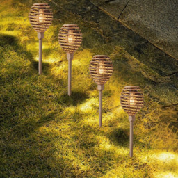 Garden Mile 4 Pack Rattan Effect Solar LED Stake Light - Size: 70 x 15 x 15cm - Brown - Wilko - thumbnail 7