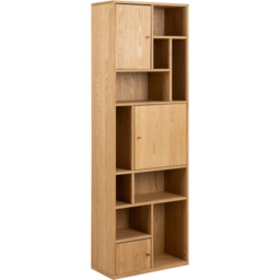 Florence Rangoon 3 Door 9 Shelf Oak Bookcase - Size: 180 x 60.5 x 30cm - Brown - Furniture To Go - Wilko - thumbnail 6