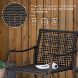Outsunny 2 Seater Brown Rattan Bistro Set - Multi - Wilko - thumbnail 7