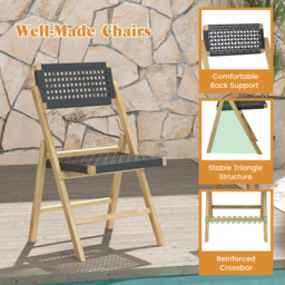 Costway Set of 2 Woven Rope Folding Garden Chair - Size: 2 Seater - Wilko - thumbnail 6