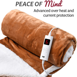 GlamHaus Tan Electric Heated Throw 160 x 130cm - Brown - Wilko - thumbnail 7