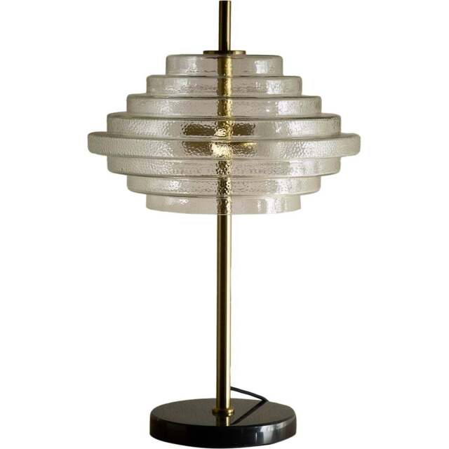 Kliving Aspen Tiered Clear Glass Brass Table Lamp - Size: 55 x 35 x 35cm - Gold - Wilko - image 1