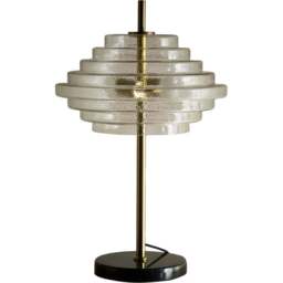 Kliving Aspen Tiered Clear Glass Brass Table Lamp - Size: 55 x 35 x 35cm - Gold - Wilko - thumbnail 1