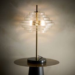 Kliving Aspen Tiered Clear Glass Brass Table Lamp - Size: 55 x 35 x 35cm - Gold - Wilko - thumbnail 4