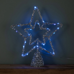 Samuel Alexander Blue Multi-Function LED Silver Star Christmas Tree Topper 28cm - Size: 28 x 26 x 2cm - Silver / Blue - Wilko - thumbnail 4