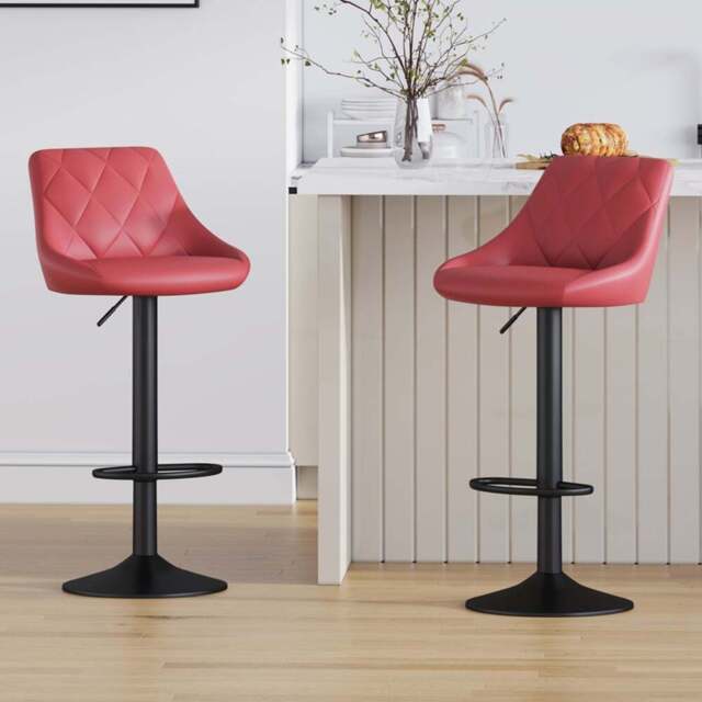 Stanley Red Height Adjustable Kitchen Bar Stool with Footrest Set of 2 - MCC - Wilko - image 1