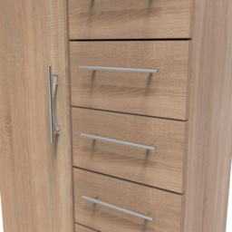 Crowndale Sherwood Single Door 6 Drawer Bardolino Oak Children Wardrobe - Size: Single Door, 6 Drawer - Brown - Wilko - thumbnail 6