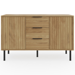 GFW Nervata 2 Door 3 Drawer Oak Sideboard - Brown - Wilko - thumbnail 4