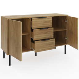 GFW Nervata 2 Door 3 Drawer Oak Sideboard - Brown - Wilko - thumbnail 5