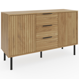 GFW Nervata 2 Door 3 Drawer Oak Sideboard - Brown - Wilko - thumbnail 3