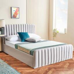 Home Treats Double Velvet Padded Ottoman Bed - Grey - Wilko