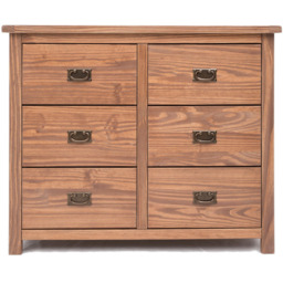 Cabinet Bits Padua 6 Drawer Brown Brass Drop Handle Chest of Drawers - Wilko - thumbnail 3