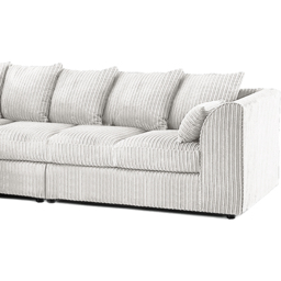 Luxor 4 Seater Silver Jumbo Cord Left Hand Facing Scatter Back L Shaped Corner Sofa Set - Wilko - thumbnail 4