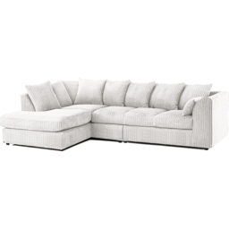 Luxor 4 Seater Silver Jumbo Cord Left Hand Facing Scatter Back L Shaped Corner Sofa Set - Wilko - thumbnail 3