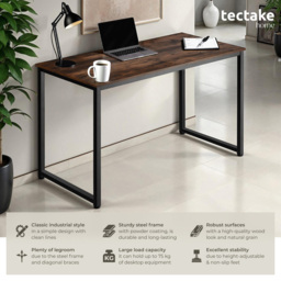 tectake Flint Dark Wood Office Desk 140 x 59 x 76.5cm - Brown - Wilko - thumbnail 7
