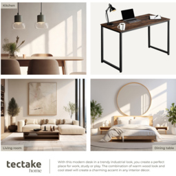 tectake Flint Dark Wood Office Desk 140 x 59 x 76.5cm - Brown - Wilko - thumbnail 6