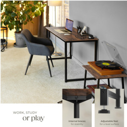 tectake Flint Dark Wood Office Desk 140 x 59 x 76.5cm - Brown - Wilko - thumbnail 5
