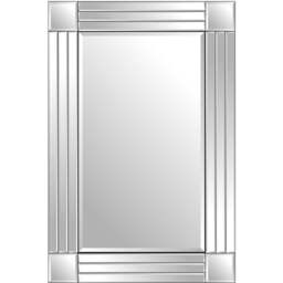 Milton Square Corner Bevelled All Glass Large Dress Mirror 120 x 80cm - Size: 120x 80cm - Black - MirrorOutlet - Wilko