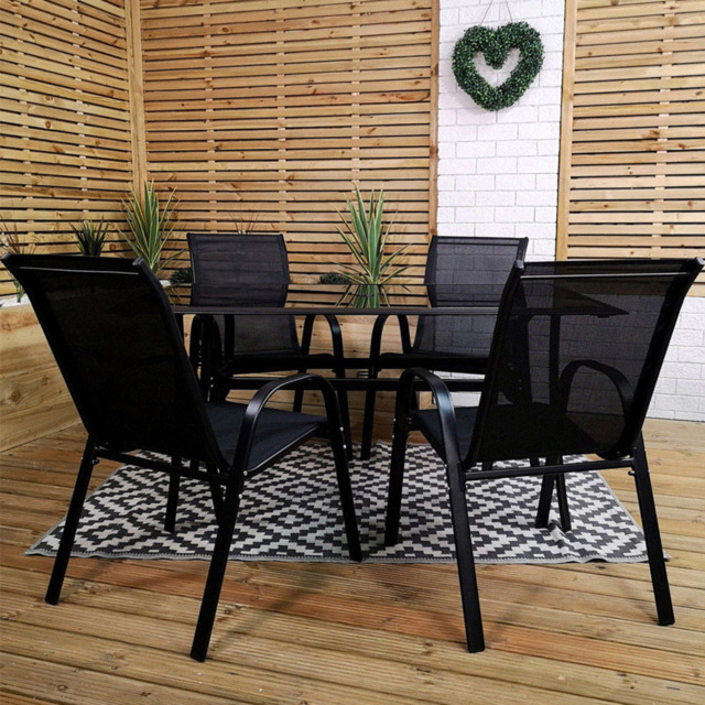 Samuel Alexander 4 Seater Rectangular Outdoor Dining Set - Black - Wilko - image 1