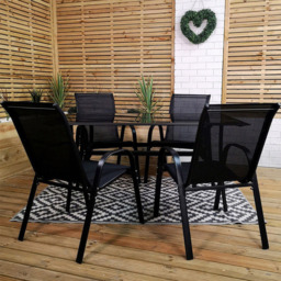 Samuel Alexander 4 Seater Rectangular Outdoor Dining Set - Black - Wilko