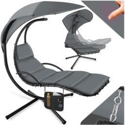 tectake Elaria Grey Large UV Protection Sun Canopy Hanging Chair - Size: 197 x 132 x 195cm - Wilko - thumbnail 3