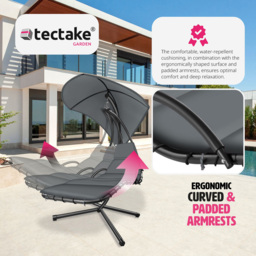 tectake Elaria Grey Large UV Protection Sun Canopy Hanging Chair - Size: 197 x 132 x 195cm - Wilko - thumbnail 5