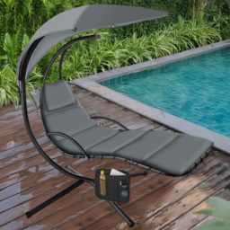 tectake Elaria Grey Large UV Protection Sun Canopy Hanging Chair - Size: 197 x 132 x 195cm - Wilko - thumbnail 1