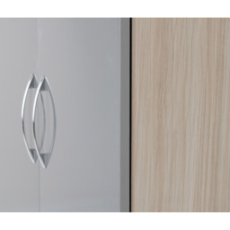 Seconique Nevada 4 Door 2 Drawer Grey Gloss and Light Oak Veneer Mirror Wardrobe - Size: 4 Door, 2 Drawer - Wilko - thumbnail 7
