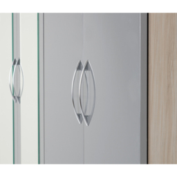 Seconique Nevada 4 Door 2 Drawer Grey Gloss and Light Oak Veneer Mirror Wardrobe - Size: 4 Door, 2 Drawer - Wilko - thumbnail 6