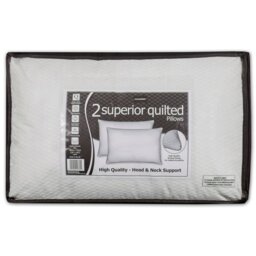 Easycomfort White Superior Quilted Jacquard Pillow 2 Pack - Wilko