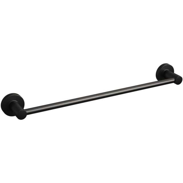 Rothley Matt Black Round Towel Rail 450mm - Size: 9.5 x 6.5 x 52cm - Wilko - image 1