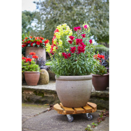 Tom Chambers Handcrafted Round Wooden Garden Pot Stand 30cm - Size: 30 x 30 x 30cm - Brown - Wilko - thumbnail 3