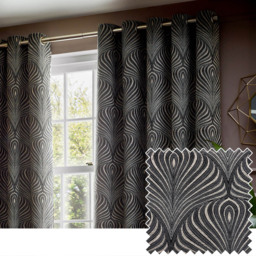 Paoletti Gatsby Black Jacquard Eyelet Curtain 168 x 137cm - Size: W 137 x D 168cm - Wilko - thumbnail 3