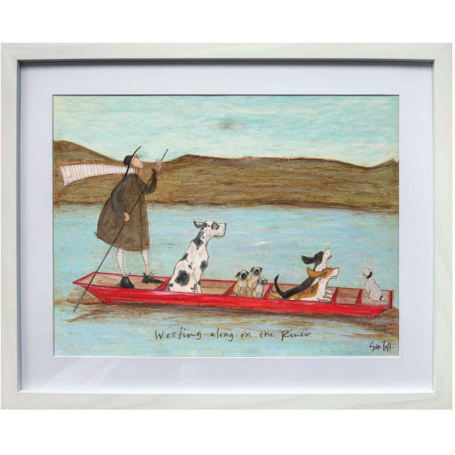 Sam Toft Woofing Along On The River Framed Art Neutral - Wilko - image 1
