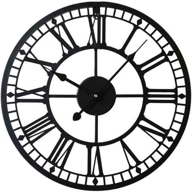 EOS Black Skeleton Wall Clock with Roman Numerals 40cm - Size: 40 x 40 x 2cm - Home Garden Direct - Wilko - image 1