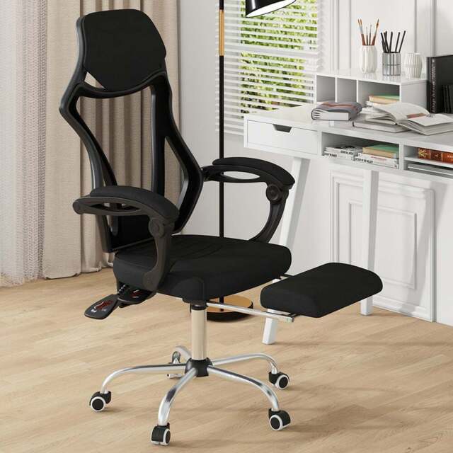 Costway Black Mesh Adjustable Office Chair with Footrest - Size: 76 x 60 x 30cm - Wilko - image 1