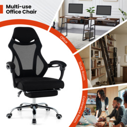 Costway Black Mesh Adjustable Office Chair with Footrest - Size: 76 x 60 x 30cm - Wilko - thumbnail 7