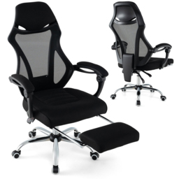 Costway Black Mesh Adjustable Office Chair with Footrest - Size: 76 x 60 x 30cm - Wilko - thumbnail 3