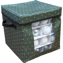 St Helens Green Christmas Baubles Storage Box - Size: 30.5 x 30.5 x 30.5cm - Wilko - thumbnail 3