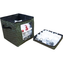 St Helens Green Christmas Baubles Storage Box - Size: 30.5 x 30.5 x 30.5cm - Wilko - thumbnail 4