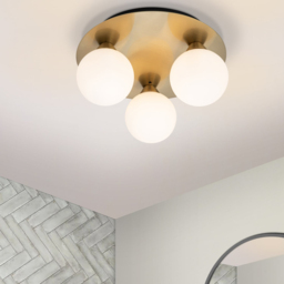 Cosylyte Bowen 3 Light Opal Glass Flush Ceiling Light - Size: 17 x 30 x 30cm - Gold - Wilko - thumbnail 3