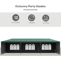 Outsunny 9 x 3m Green Gazebo Party Tent - Size: 3 x 9m - Wilko - thumbnail 5