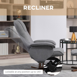 Portland Grey Linen Swivel Manual Recliner Chair with Footstool - Size: Single - Wilko - thumbnail 6