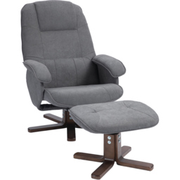 Portland Grey Linen Swivel Manual Recliner Chair with Footstool - Size: Single - Wilko - thumbnail 3
