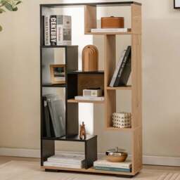 Costway 11 Shelf Black and Brown Bookshelf - Size: 83 x 29 x 25cm - Multi - Wilko