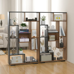 Costway 11 Shelf Black and Brown Bookshelf - Size: 83 x 29 x 25cm - Multi - Wilko - thumbnail 6