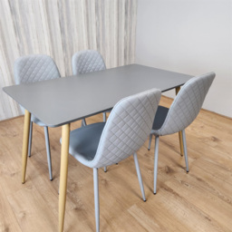 Portland 4 Seater Faux leather Dining Set Grey - Wilko - thumbnail 5