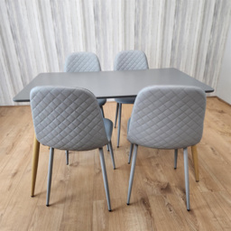 Portland 4 Seater Faux leather Dining Set Grey - Wilko - thumbnail 6