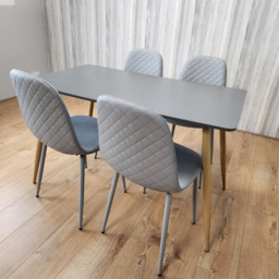 Portland 4 Seater Faux leather Dining Set Grey - Wilko - thumbnail 7